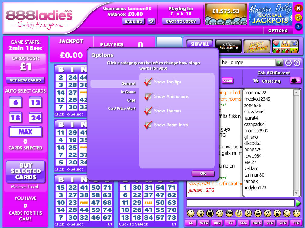 888 ladies online bingo